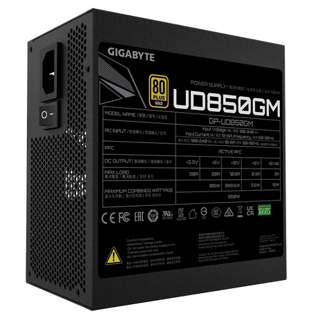 Gigabyte UD850GM PG5 (rev. 2.0) 850W ATX PSU Power Supply 80 PLUS GOLD Fan Type 120mm Hydraulic Bearing(HYB)fan