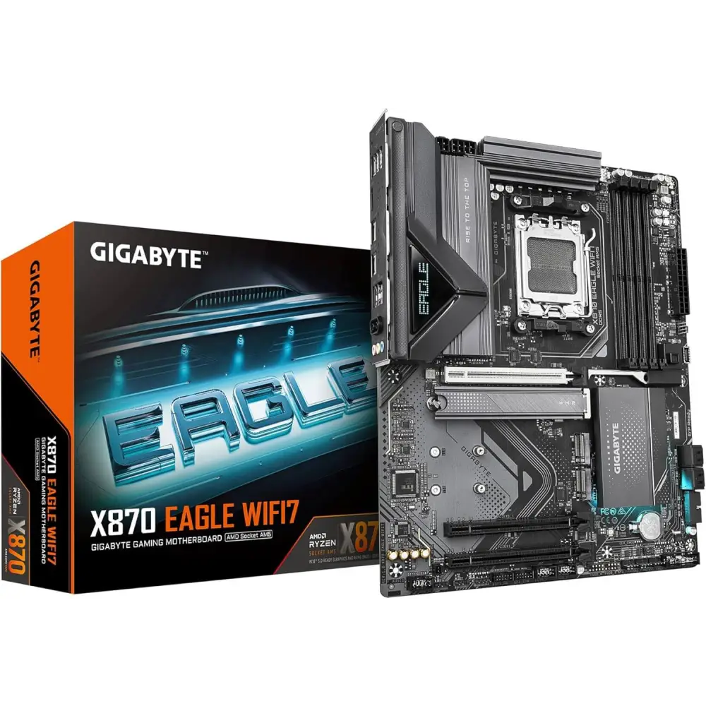 GIGABYTE X870 Eagle WIFI7 Motherboard - Supports AMD Ryzen 9000 CPUs 14 + 2 + 2 Phase VRM up to 8000MHz DDR5 (OC)