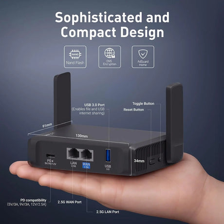 GL.iNet GL-BE3600 (Slate 7) Portable Travel Router Pocket Dual-Band Wi-Fi 7 2.5G VPN Routers WiFi for Public Computer