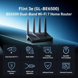 GL.iNet GL-BE6500 (Flint 3e) WiFi 7 Router High-Speed for Wireless Internet w/VPN 5 x 2.5G Ethernet Port Fiber Optic