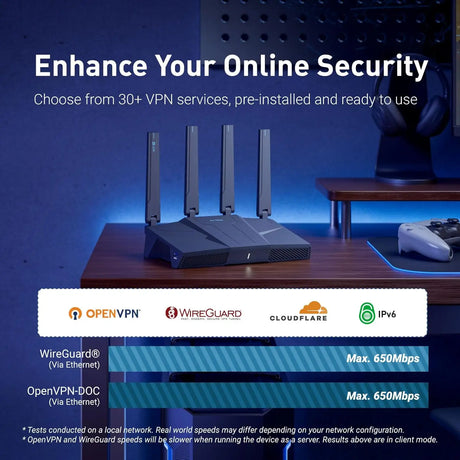 GL.iNet GL-BE6500 (Flint 3e) WiFi 7 Router High-Speed for Wireless Internet w/VPN 5 x 2.5G Ethernet Port Fiber Optic