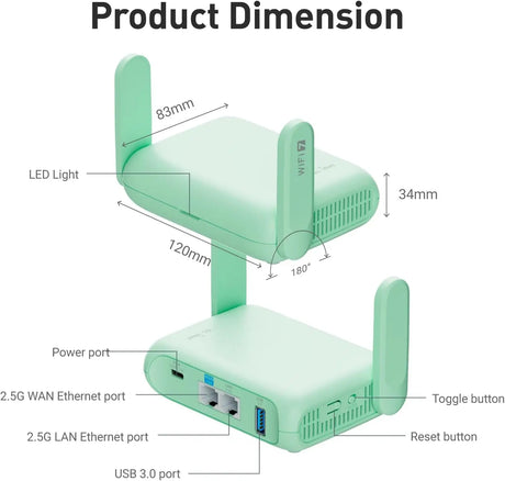 GL.iNet GL-MT3600BE (Beryl 7) Portable Travel Router Pocket Wi-Fi 7 Wireless 2.5G Mini VPN Routers WiFi for Car Public