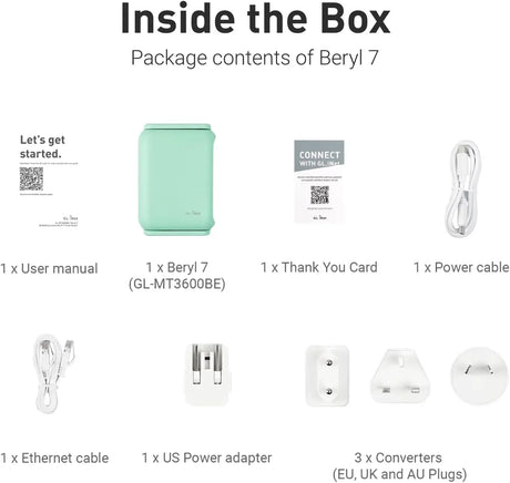 GL.iNet GL-MT3600BE (Beryl 7) Portable Travel Router Pocket Wi-Fi 7 Wireless 2.5G Mini VPN Routers WiFi for Car Public