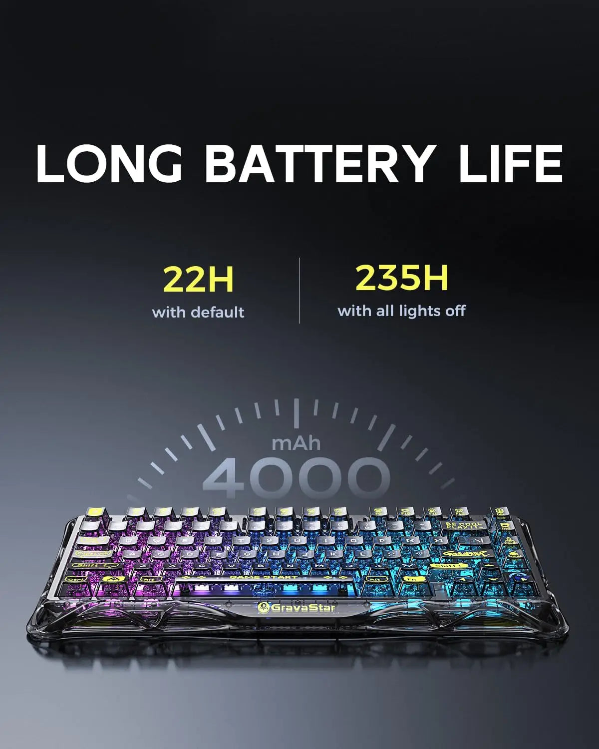 GravaStar Mercury K1 Lite 75% Gaming Keyboard 2.4GHz/BT/Wired Tri-Mode Wireless Gasket Hot Swappable Mechanical