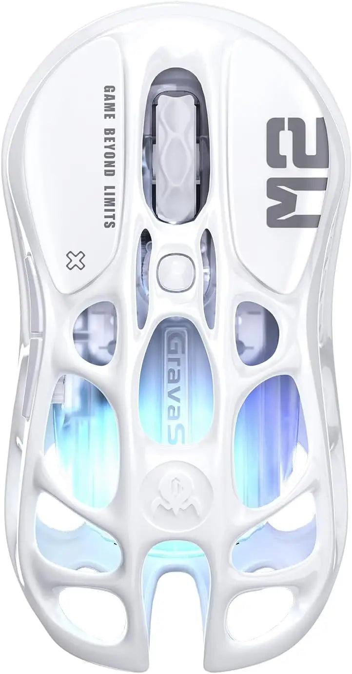 GravaStar Mercury M2 Wireless Gaming Mouse with 26,000 DPI PAW3395DM Sensor -79g Lightweight Hollowed-Out Design -5