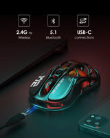 GravaStar Mercury M2 Wireless Gaming Mouse with 26,000 DPI PAW3395DM Sensor -79g Lightweight Hollowed-Out Design -5