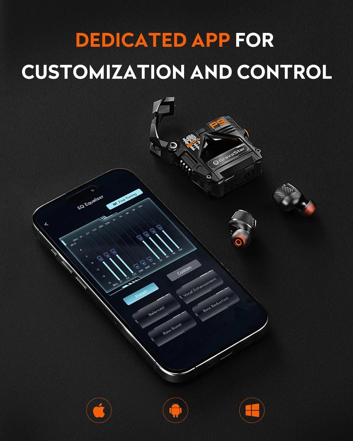 GravaStar Sirius Plus ANC TWS Earbuds Black Superior Sound Quality Advanced Noise Cancellation Long Battery Life