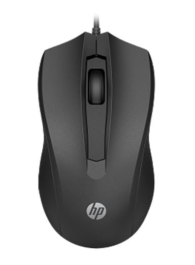HP Wired Desktop 100 Mouse 1200dpi 3 Buttons Wired USB-A Connector Precise Red Optical Sensor 1.2M Cable Length Black