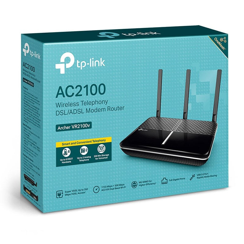 TP-Link Archer VR2100v AC2100 Wireless MU-MIMO VDSL/ADSL Modem Router with VoIP