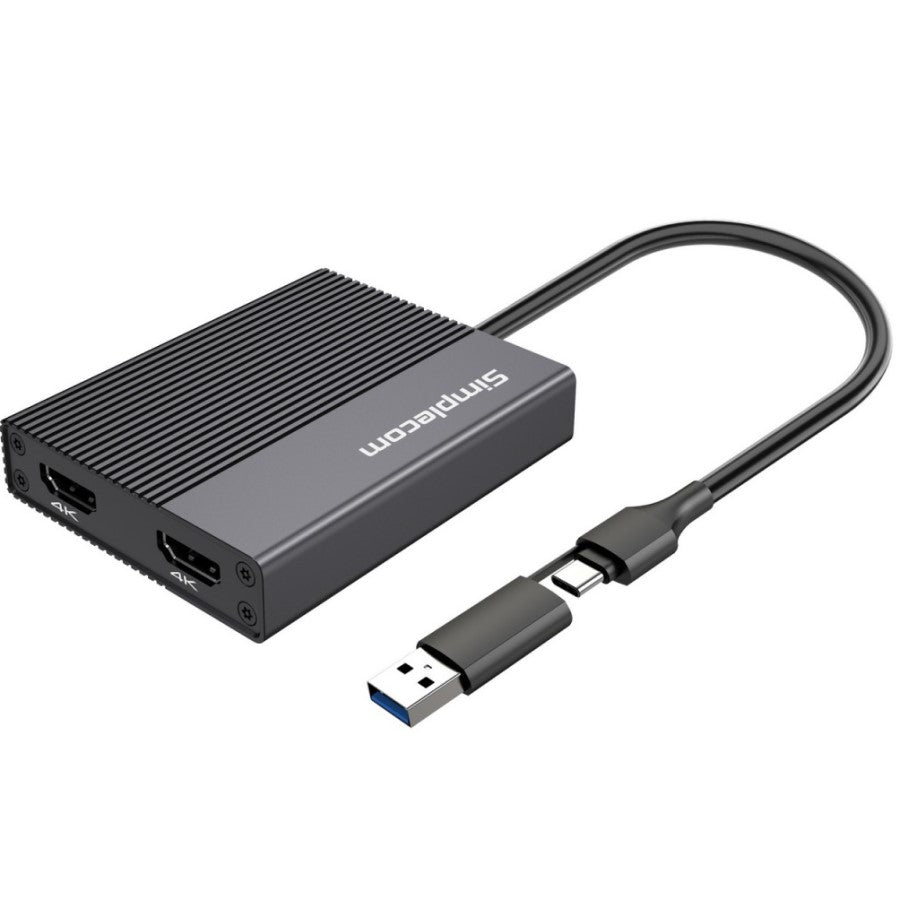 Simplecom DA369 USB 3.0 or USB-C to Dual 4K HDMI 2.0 Display Adapter for 2x 4K@60Hz
