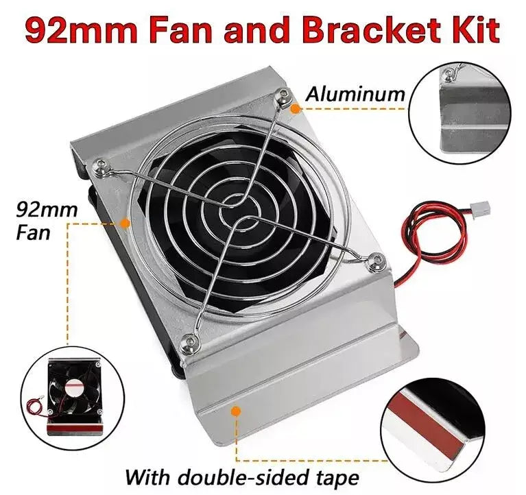 Kings 85L & 130L Upright Fridge Alloy Fan Bracket & 92mm Fan Kit 12V