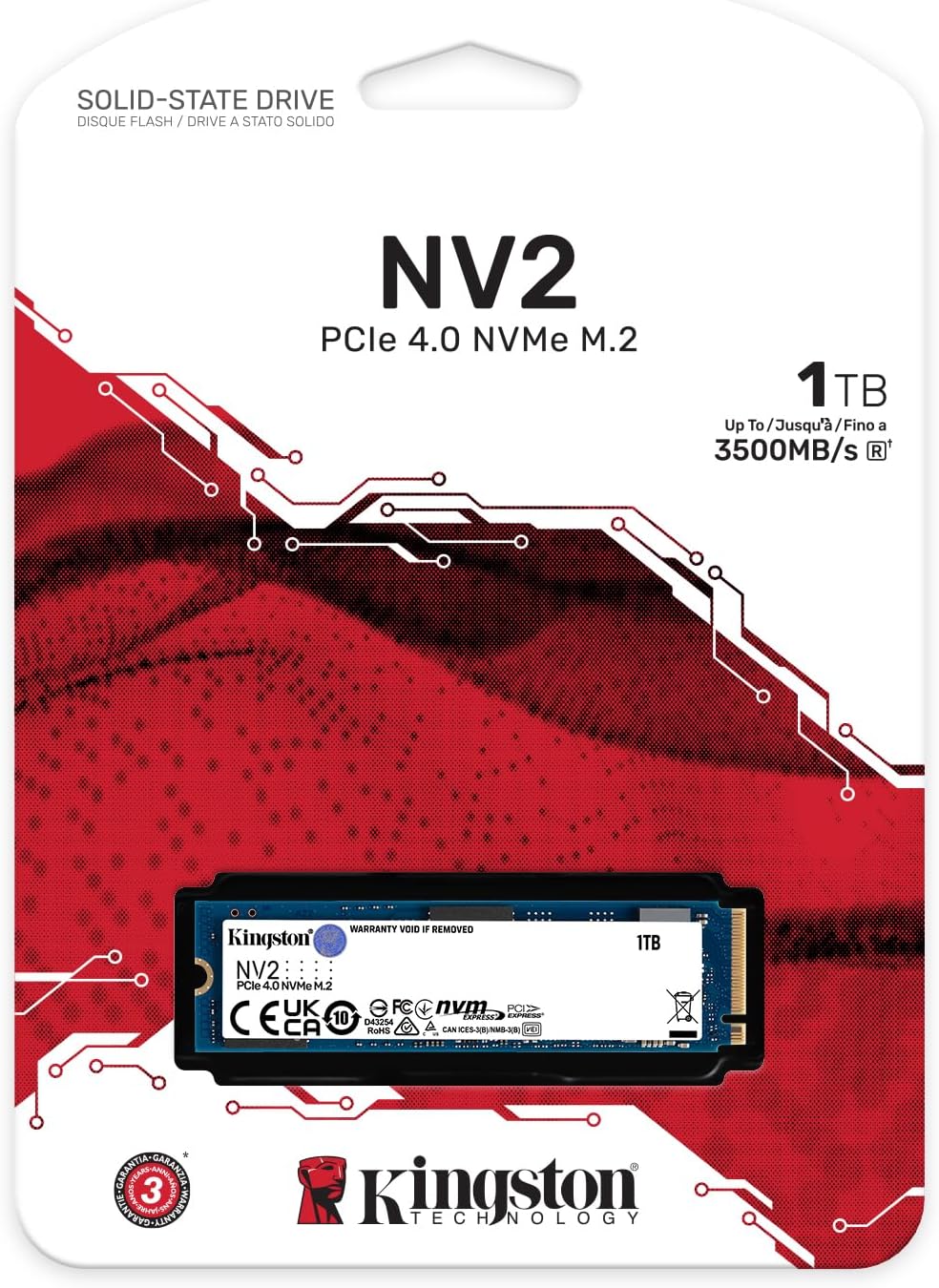 Kingston - NV2 M.2 PCIe 4.0 NVMe 1TB Solid State Drive