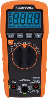 Klein Tools MM420 Digital Multimeter – TRMS Auto-Ranging Measures 600V AC/DC 10A Current Temperature Capacitance &