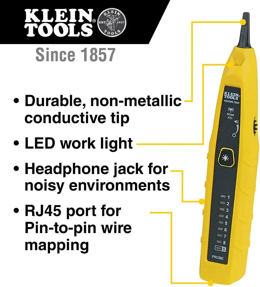 Klein Tools VDV500-705 Tone and Probe Test Trace Kit – Wire Toning Tracing Pin-to-Pin Map Testing for Non-Active Lines