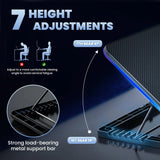 Laptop Cooling Pad Cooler with 8 Quiet Led Fans for 11-17Inch Laptops Show Fan Speed 7 Height Stands Dual USB Powered