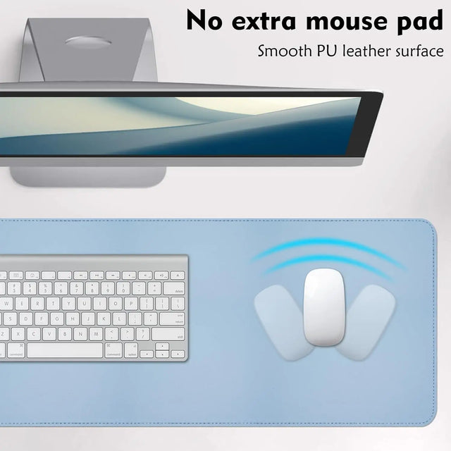 Leather Desk Pad Dual-Sided Natural Cork & PU 80 x 40 cm Extended Computer Mat Keyboard Mouse Pads Writing Blotter Mats