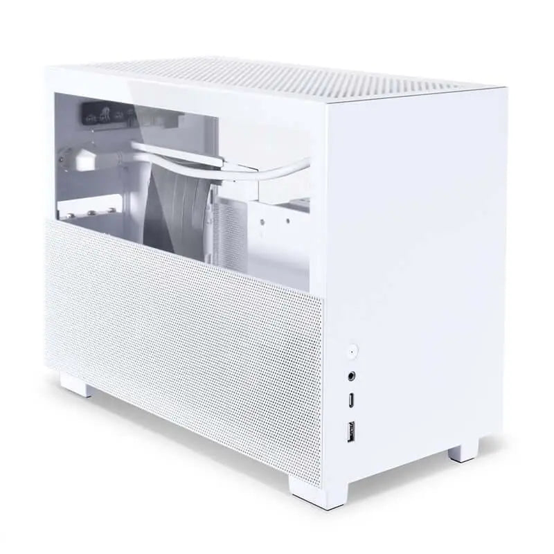 Lian Li Q58 Mesh/Tempered Glass Mini-ITX Case with PCIe 4.0 Riser Cable - White