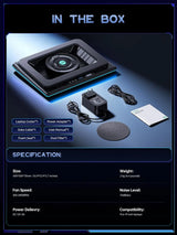 llano RGB Laptop Cooling Pad with Powerful Turbofan Gaming Cooler Infinitely Variable Speed,Touch Control,LCD