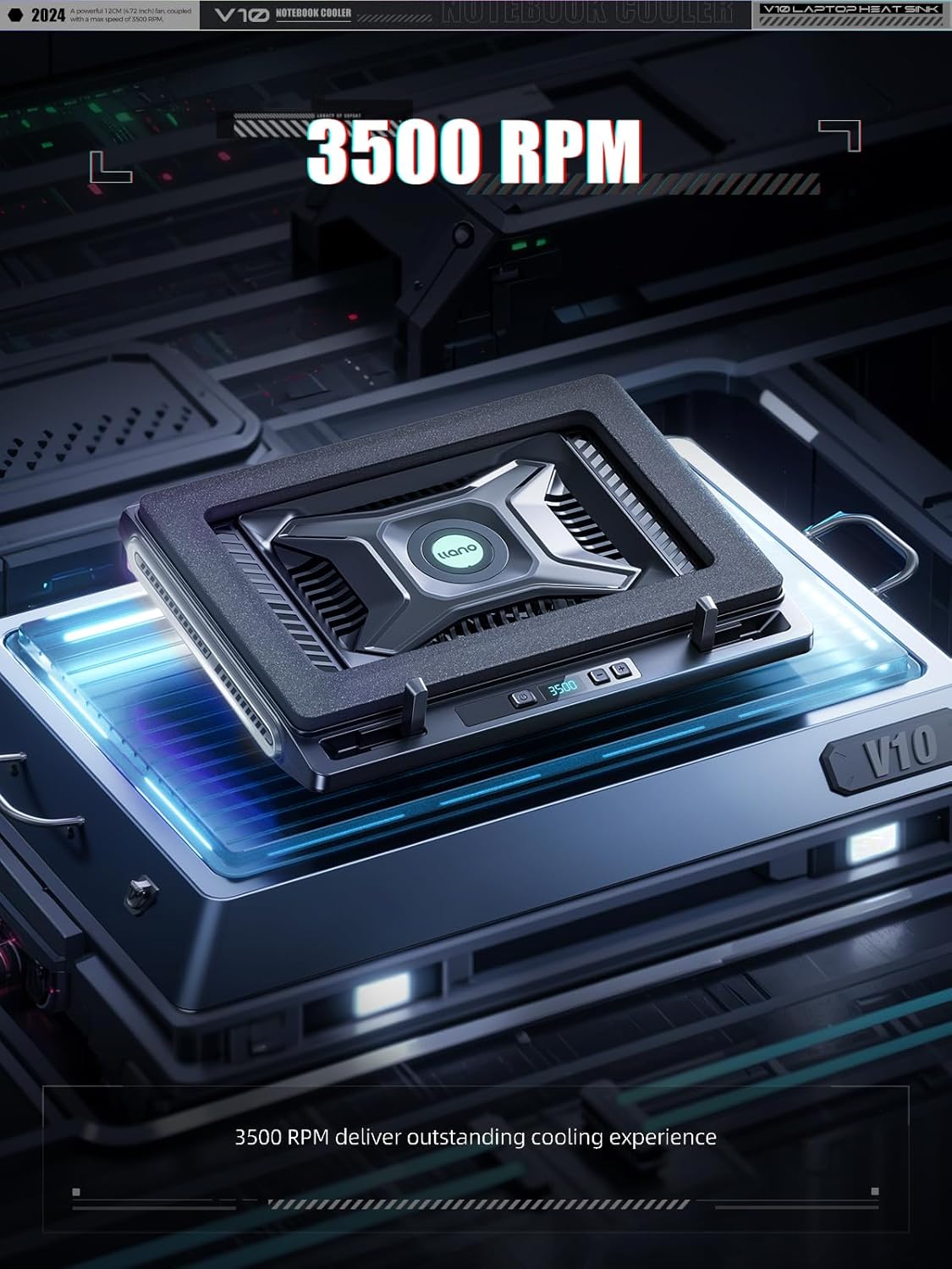 llano V10 SE Gaming Laptop Cooler Cooling Pad Stand with 10.5 CM External Fan Fast Computer 13-17.3in Adjustable Speed