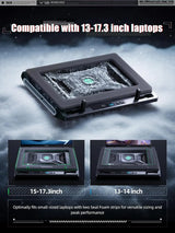 llano V10 SE Gaming Laptop Cooler Cooling Pad Stand with 10.5 CM External Fan Fast Computer 13-17.3in Adjustable Speed