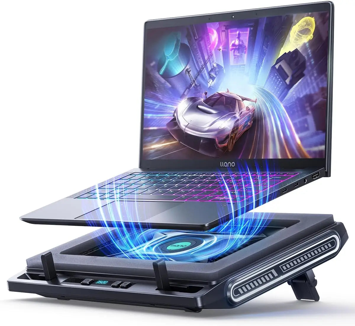 llano V10 SE Gaming Laptop Cooler Cooling Pad Stand with 10.5 CM External Fan Fast Computer 13-17.3in Adjustable Speed