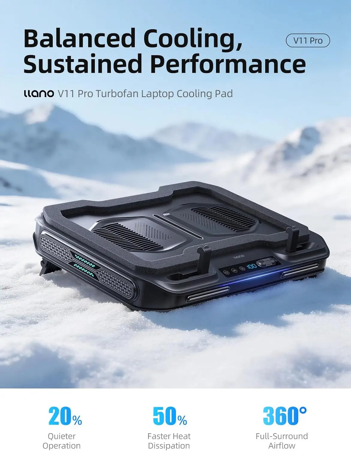 llano V11 Pro Laptop Cooling Pad Gaming Cooler RGB Fan