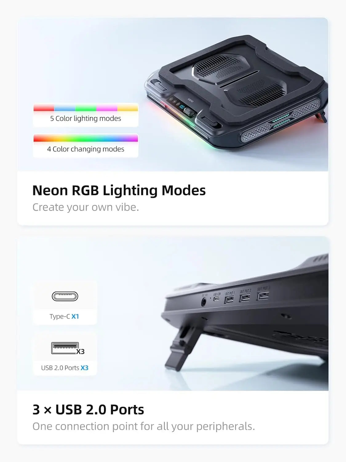 llano V11 Pro Laptop Cooling Pad Gaming Cooler RGB Fan