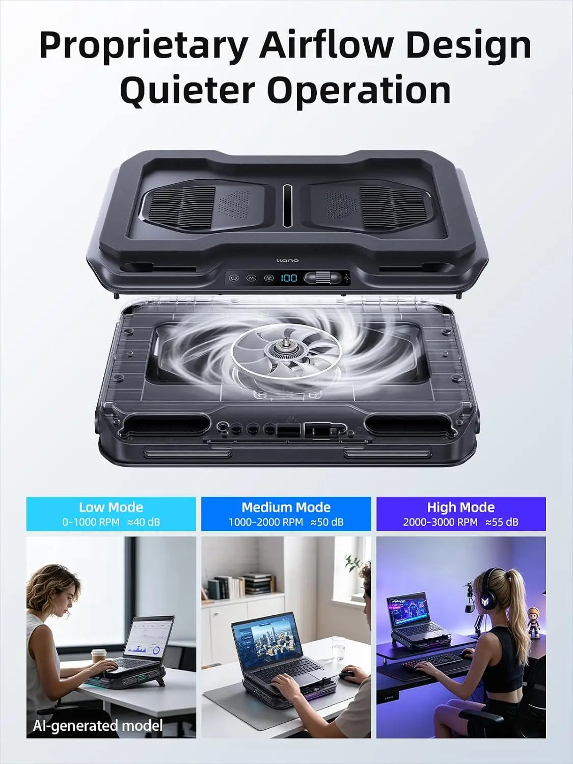 llano V11 Pro Laptop Cooling Pad Gaming Cooler RGB Fan