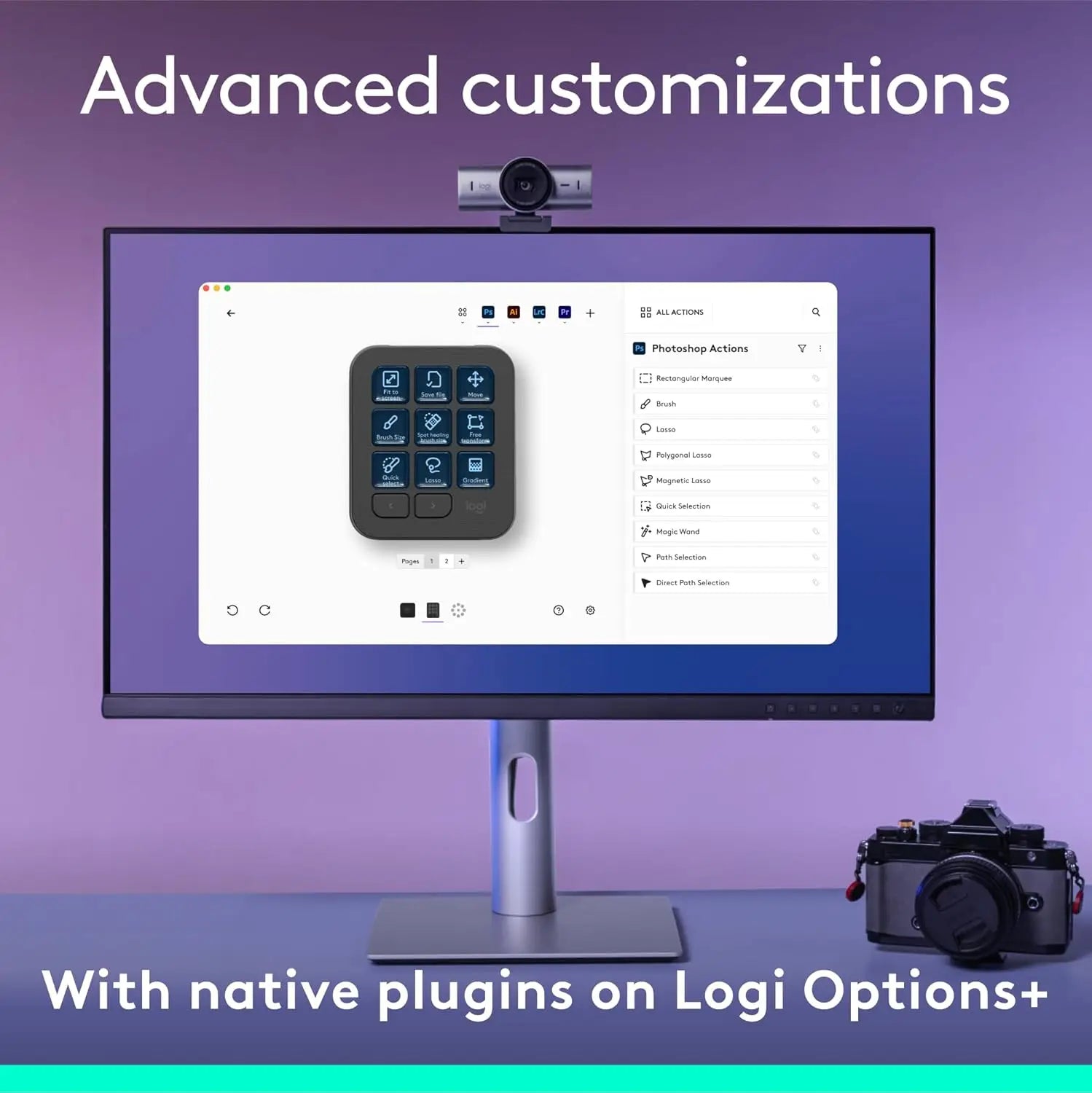 Logitech MX Creative Console Programmable Keypad with 9 Customizable LCD Keys and Control Dial for Graphic Design Video