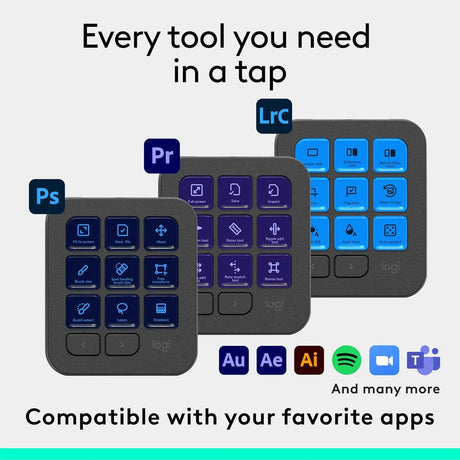 Logitech MX Creative Console Programmable Keypad with 9 Customizable LCD Keys and Control Dial for Graphic Design Video