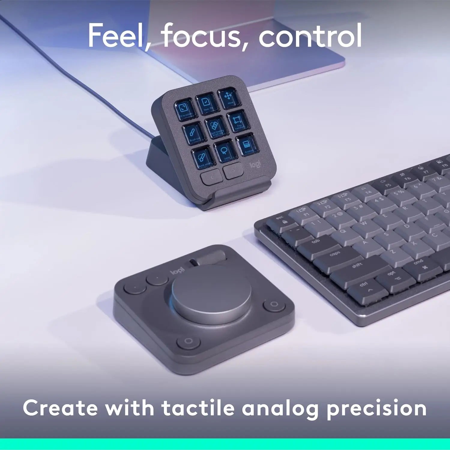 Logitech MX Creative Console Programmable Keypad with 9 Customizable LCD Keys and Control Dial for Graphic Design Video