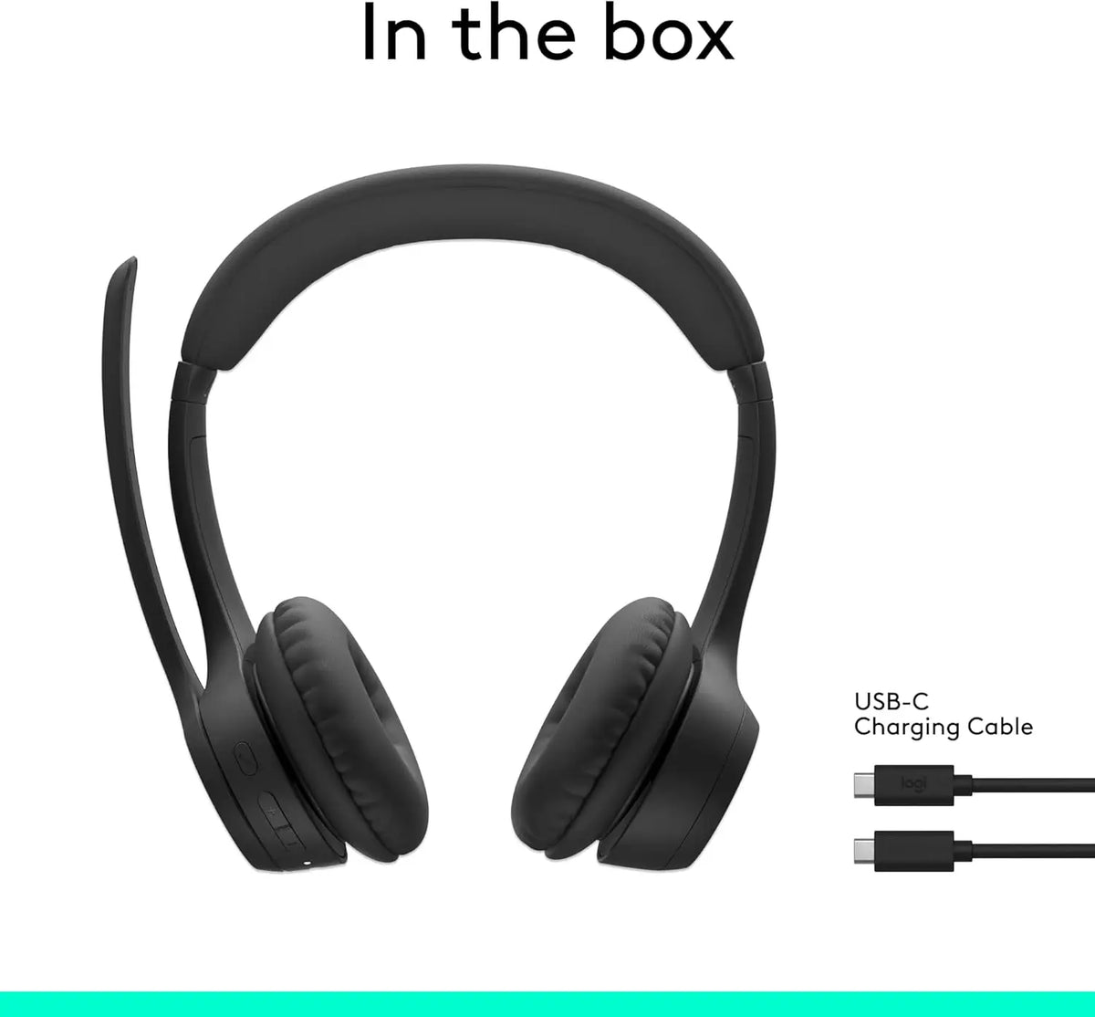 Logitech Zone 300 Wireless Bluetooth Headset with Noise-Canceling Microphone Compatible Windows Mac Chrome Linux iOS