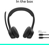 Logitech Zone 300 Wireless Bluetooth Headset with Noise-Canceling Microphone Compatible Windows Mac Chrome Linux iOS