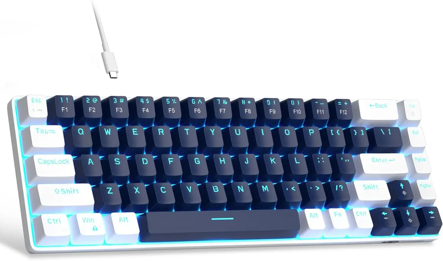 MageGee Portable 60% Mechanical Gaming Keyboard MK-Box LED Backlit Compact 68 Keys Mini Wired Office with Blue Switch