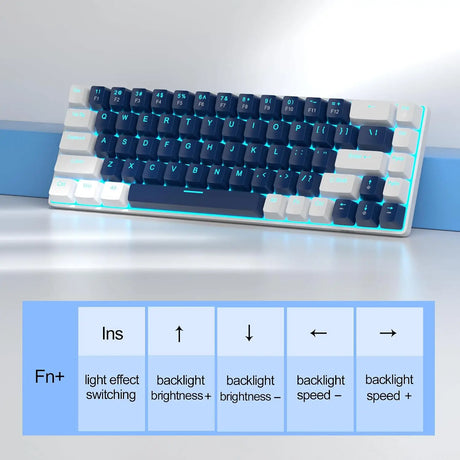 MageGee Portable 60% Mechanical Gaming Keyboard MK-Box LED Backlit Compact 68 Keys Mini Wired Office with Blue Switch