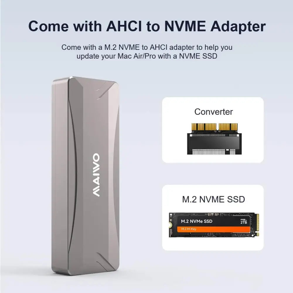MAIWO K1702 Mac-Book SSD Enclosure M.2 for 12 + 16 PIN Apple Flash SSDs,USB3.2 GEN2x2 20Gbps Reader Compatible