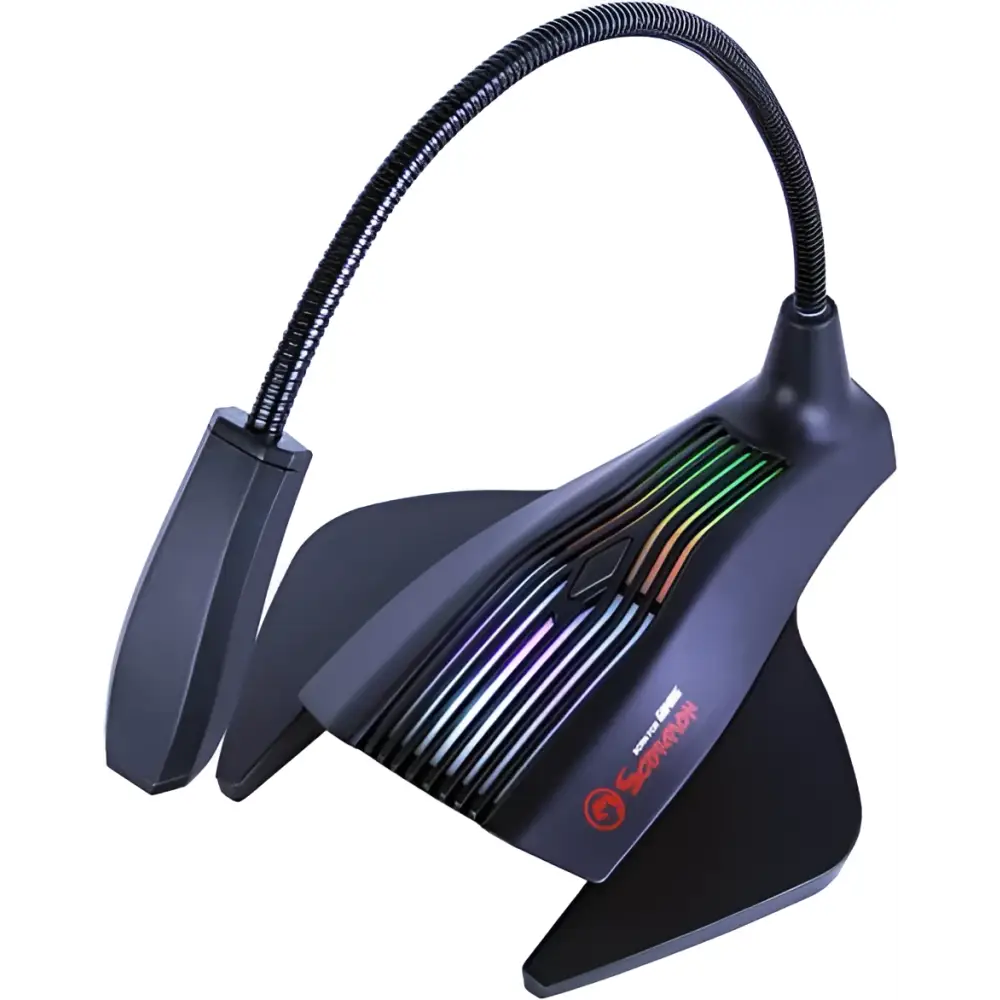 Marvo Mic-01 USB RGB Backlit Gaming Desktop Microphone With Flexible Neck Plug and Play