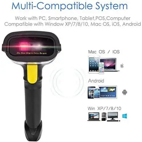 NETUM 2D Barcode Scanner Compatible with 2.4G Wireless & Bluetooth USB Wired Connection Connect Smart Phone Tablet PC
