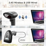 NETUM Wireless Barcode Scanner 2 in 1 2.4G & USB Wired 1D Laser Reader Handheld Bar Code Cordless Rechargeable