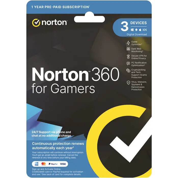 Norton 360 For Gamers 50GB AU 1 User 3 Devices OEM – ESD Keys via Email