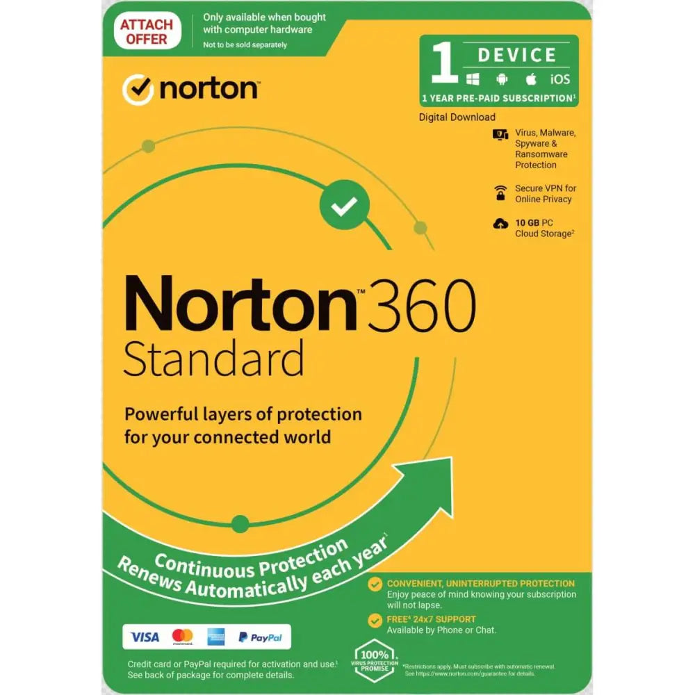 Norton 360 Standard 10GB AU 1 User Device ESD Version - Keys via Email