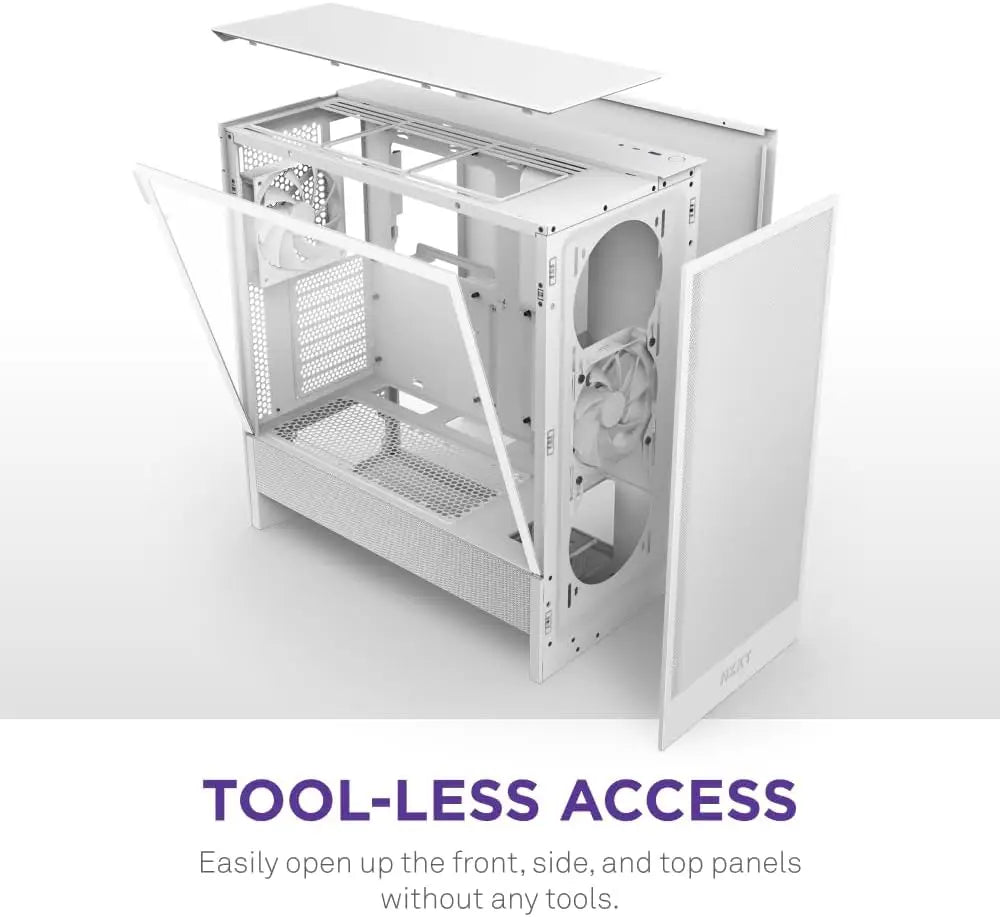 NZXT H5 Flow Compact ATX Mid-Tower PC Gaming Case - High Airflow - 2 x 120mm Fans Included - 360mm Front & 240mm Top