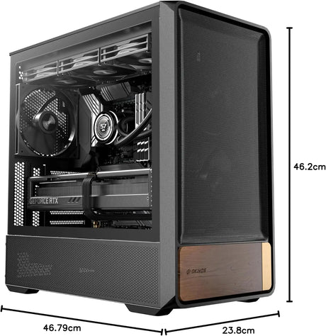 Okinos Air Cross Genuine Walnut Wood ATX Case 3×140mm PWM Fan & 2x120mm Reverse Pre-Installed Airflow Optimized Mesh