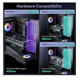 OKINOS AQ93 3-Sided Pannoramic ViewTempered Glass,ATX USB-C Pre-Installed 2×120mm ARGB PWM Fan Mid Tower Case