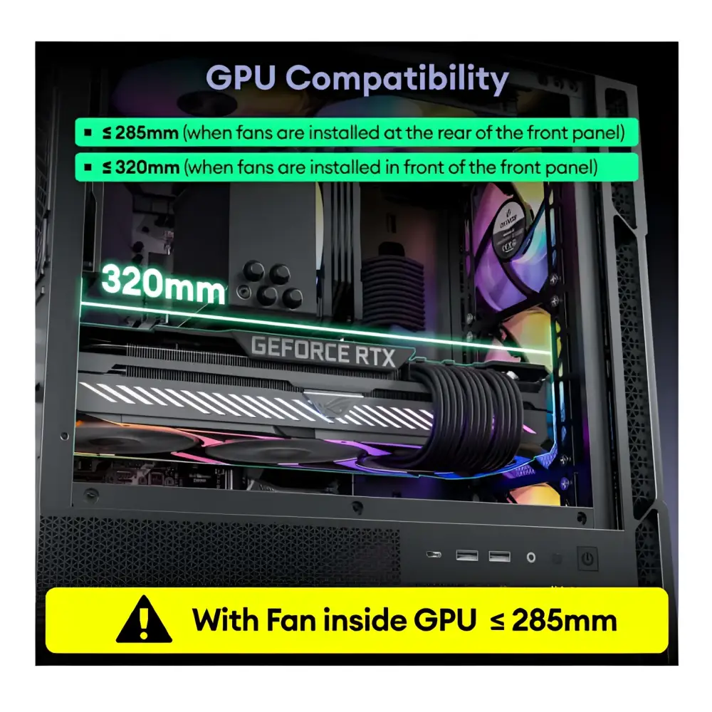 OKINOS Cypres 3 ARGB Micro ATX Case 4 × 120mm Non-PWM Fans Pre-Installed MATX PC Temper Glass Side Panel with Type-C