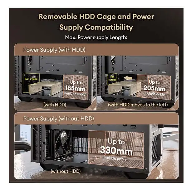 OKINOS Cypress 3 Genuine Walnut Wood MicroATX USB-C Pin Non-PWM Case Fans Pre-Installed,Temper Glass Side Panel