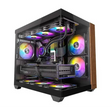 OKINOS M6 ARGB ATX Genuine Walnut Wood Panoramic View Type-C 4 x120mm & PWM Fans included,Tempered Glass Side Panel