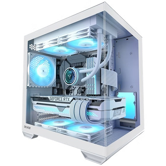 OKINOS Mirage 4 mATX ARGB Case ARGB controller 4x ARGB Fans. Ultimate thermal Steel,2x USB3.0 1x3.2 Gen2 USB-C White