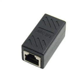 Oxhorn RJ45 Ethernet Inline 8 pins Coupler / Joiner Female to F-F Gold plated connections Black Retail bag
