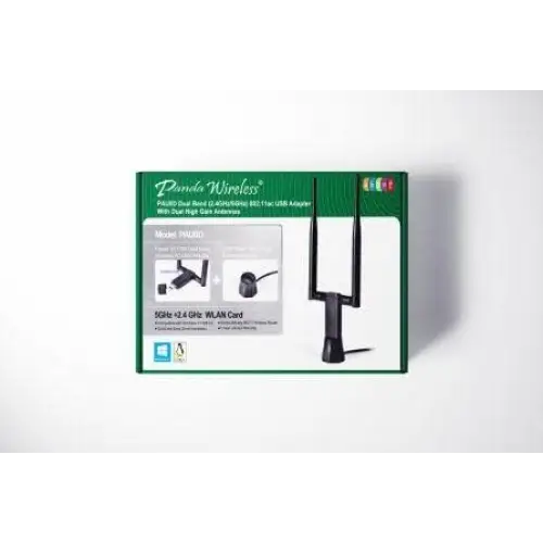 Panda Wireless® PAU0D AC1200 Wireless AC USB Adapter w/Dual Antennas - Windows 7/8/10/11/2019/2022 MXLinux EndeavourOS